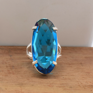 Prong <b>Set</b> Blue Topaz <b>Ring</b> Natural Gemstone <b>Ring</b> Artisan Jewelry - Product Image 3