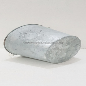 Maceta y cubo redondo galvanizado con logo, maceta de jardín con mango para flores de zinc y maceta antiq de lujo - Product Image 5