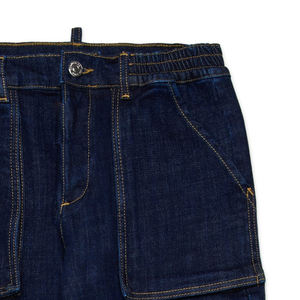 Pantalones vaqueros cargo azul oscuro de corte regular para niños, para compradores mayoristas, a precio económico, con diseño de alta calidad y logotipo personalizado. - Product Image 3