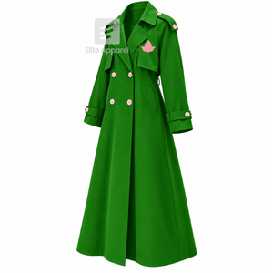 Custom Alpha Kapa Alpha sorority long trench <b>Coat</b> embroidered logo Notched Collar Full Sleeve green and pink <b>wool</b> <b>coat</b> forfemale - Product Image 2