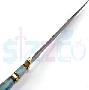 Couteau Bowie en acier Damas fait main sur mesure avec manche en os de chameau coloré et étui en cuir, idéal pour la chasse, le camping, cadeau OEM idéal pour lui - Product Image 6
