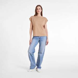 Camiseta de Manga Corta de Alta Calidad para Mujer, Estilo Casual, Cuello Alto, Holgada, Lisa, Ecológica, para Verano - Product Image 4