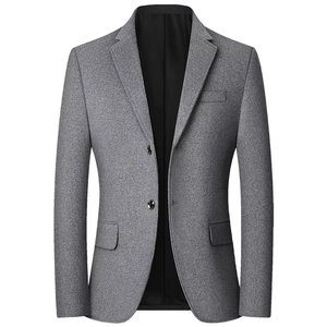 Personalización de Telas, Tallas Personalizadas, Venta Caliente, Blazer Casual de Negocios para Hombre de Alta Calidad, Chaqueta de Traje Ajustada de Un Solo Pecho, de Lana Peinada - Product Image 4