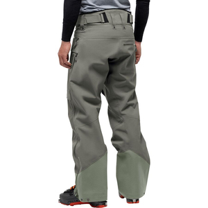 Pantalones de Esquí Impermeables para Hombre, 100% Poliéster, Tecnología Gore-Tex, Cierre de Botones, Gris con Detalles Verdes - Product Image 3