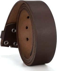 Genuine Leather Belt <b>Cow</b> Hide Solid Brown Casual Silver Buckle Printed Durable 3.5cm Width Seven Holes Oval Design - Product Image 1