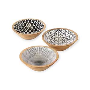 Bol rond en bois avec motif floral émaillé orange vif pour une utilisation élégante et décorative, finition Bloom - Product Image 2