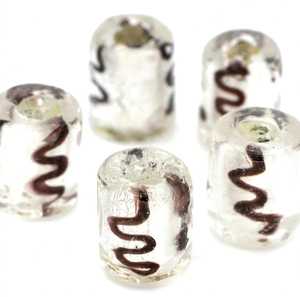 Cuentas sueltas de cristal de vidrio lampwork con efecto espiral, hechas a mano, transparentes, espaciadores con diseño de rastro de serpiente, al por mayor, cuentas de arroz acanaladas, caja para fabricación de joyas - Product Image 1