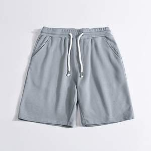 Shorts de sport cargo bleu uni respirant à séchage rapide pour homme avec poches zippées, taille mi-haute élastique, en toile 100 % coton - Product Image 5