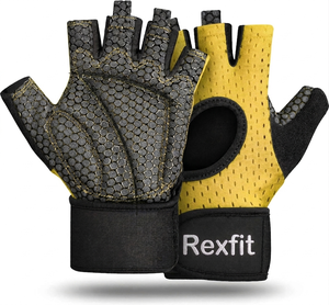 Gants de sport anti-choc pour l'haltérophilie et le fitness, gants de fitness professionnels Rexfit à demi-doigts - Product Image 1