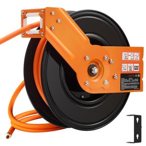 Avvolgitubo Automatico Retrattile da 5FT per Aria Compressa, Tubo in Gomma da 3/8IN X 50FT, Pressione Massima 300PSI, con Cricchetto e Soffietto - Product Image 2