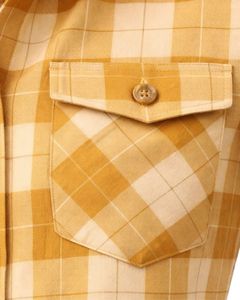 Mustard Yellow And Plaid Womens Short Sleeve Button Up Shirt Casual Summer Lightweight Breathable <b>Checkered</b> <b>Top</b> With Pocket - Product Image 6