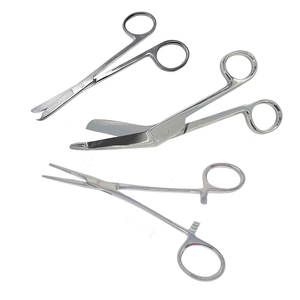 Juego de Hemostat y Tijeras de 3 Piezas: Tijeras Estándar para Retirar Suturas, Tijeras Lister para Vendajes y Pinzas Hemostáticas - Product Image 1