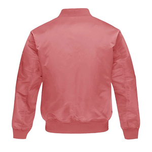 เสื้อแจ็คเก็ตบอมเบอร์สีชมพูสำหรับผู้ชาย สีพื้น ปิดซิป คอตั้ง ผ้าแคนวาส สไตล์สตรีทแวร์ เสื้อผ้าฤดูหนาว - Product Image 2