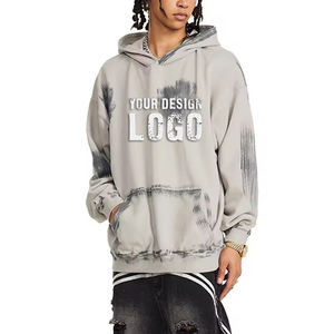 Customized Logo Heavyweight Drop Shoulder Loose <b>Mens</b> Hoodies Autumn Winter Vintage Distress Oversized <b>Men's</b> Hoodies - Product Image 1
