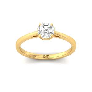 Anillo Solitario Elegante de Lujo con Diamante Cultivado en Laboratorio, Corte Octogonal, en Plata de Ley Chapada en Oro de 10K para Mujer, para Boda y Aniversario - Product Image 1