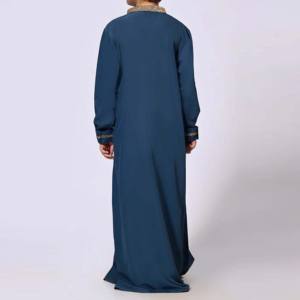 OEM Muslim Arab Middle East <b>Men</b> Modest Islamic Thobes Solid Color V Neck Cotton <b>Robe</b> Children - Product Image 4
