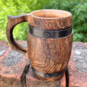 Jarra de Cerveza Vikinga Hecha a Mano de Madera con Banda de Hierro, Jarra Rústica Medieval, Regalo para Padrinos de Boda, Vajilla Renacentista - Product Image 6
