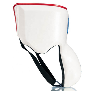 Protector Inguinal de Cuero Genuino Azul y Blanco Duradero para Boxeo, Kickboxing y Artes Marciales - Product Image 4
