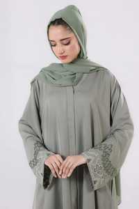 2026 Women's Modest Islamic Dubai <b>Abaya</b> Cardigan Front Open Breathable V Neck Floor Length Loose Fit Beaded Sleeves Wholesale - Product Image 6