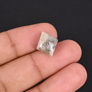 Batu Permata Pirit Marcasite Alami 7.4 Karat Bentuk Persegi Panjang 14x12 mm Cabochon Datar untuk Pembuatan Perhiasan |   1 Buah - Product Image 5