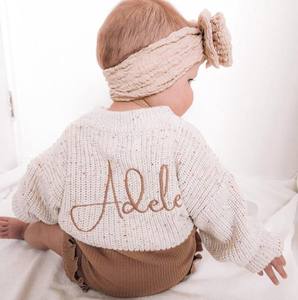 Cardigan en tricot doux pour garçons, col rond, manches bouffantes, écologique, anti-boulochage, 100% coton, épaisseur standard - Product Image 3