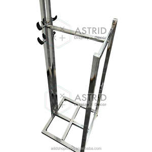 Stainless Steel Chrome Plated Heavy Duty 2-Way Gondola Garment <b>Display</b> <b>Racks</b> with Adjustable Height Freestanding Carton Packed - Product Image 4