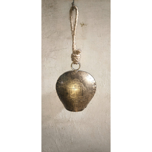 Campanas de Metal Rústicas con Acabado de Latón, Hechas a Mano, para Colgar en Navidad, con Cuerda de Yute, Estilo Vintage, Shabby Chic - Product Image 5