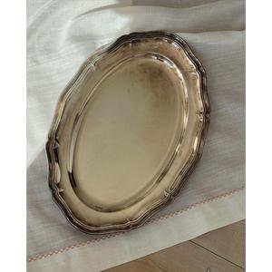 Plateau ovale en laiton pour la restauration, plat de service argenté, assiettes ovales style floral, vaisselle de qualité alimentaire, compatible lave-vaisselle - Product Image 3