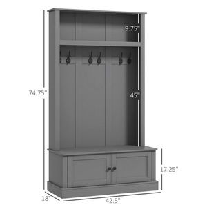 Mobiletto grigio con appendiabiti e panca per ingresso, versatile per camera da letto, soggiorno, parchi e supermercati - Product Image 3