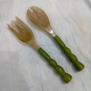 Juego de cuchara y tenedor de cuerno de búfalo de calidad de exportación con mango de resina, juego de utensilios de lujo para cenar, productos de cuerno hechos a mano a bajo precio. - Product Image 1