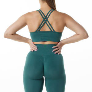 Ropa Deportiva para Mujer, Camiseta de Yoga sin Costuras de Color Sólido, Manga Larga, Top Corto para Entrenamiento, Secado Rápido, Transpirable, Conjuntos de Yoga - Product Image 2