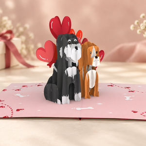 Tarjeta 3D Pop Up con diseño de pareja de perros adorables, tema de amor, con sobre, tarjeta hecha a mano con corazón, tarjeta de felicitación para pareja. - Product Image 5