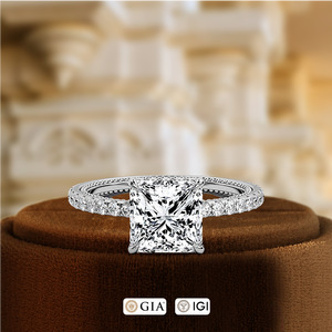 Bague de fiançailles en diamant de laboratoire taille princesse 1,5 carat certifié IGI, or massif 14 carats, minimaliste, solitaire chrétien, accent de mariage - Product Image 4