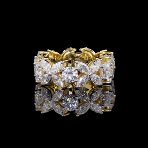 Anillo de Eternidad con Diseño Floral, Diamantes Marquise y Redondos Cultivados en Laboratorio VVS en Oro - Product Image 2