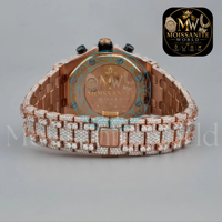 Montre analogique de luxe pour hommes, ton or rose, quartz, incrustation de diamants, acier inoxydable, bracelet de 20mm, cristal saphir, résistante à l'eau
