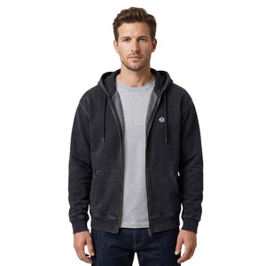 เสื้อฮู้ดซิปผ้าฟลีซสีพื้นสำหรับผู้ชาย ทรงปกติ สไตล์มินิมอลลำลอง สตรีทแวร์ รับทำโลโก้ ขายส่งจำนวนมากจากโรงงาน - Product Image 1