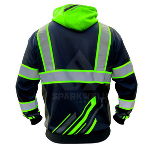 Chaqueta con Capucha Impermeable Reflectante de Alta Visibilidad para Hombre, Estilo Casual de Otoño, Color Verde Neón y Negro, con Cierre y Transpirable - Product Image 3