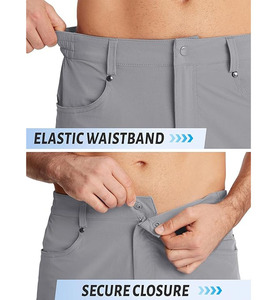 กางเกงขาสั้นลำลองผู้ชายสำหรับฤดูร้อน ผ้าเทอร์รี่ แห้งเร็ว กันยับ ปักลายชายผ่า เอวยางยืดสูง ระบายอากาศได้ดี ทรงหลวม - Product Image 4