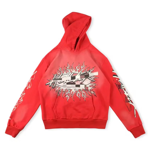 Custom Made Cotton Fleece Sweatsuits Sun Fade Acid Washed Embroidered Oversized Drop Shoulder Pullover High Street Fashion - Product Image 1