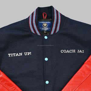 Vente en gros de veste universitaire d'hiver pour hommes broderie personnalisée en laine et cuir Streetwear avec col montant enduit traitement - Product Image 6