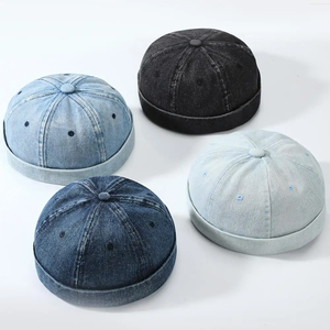 Casquette Docker en jean tendance, bonnet sans bord, bonnet uni, casquette de marin, bonnets, casquette bob, casquette ajustable pour homme et femme - Product Image 4