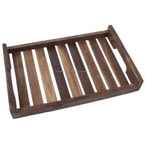 Plateau de service rectangulaire en bois sur mesure avec poignées Fabricant indien Exportateur Prix bas - Product Image 6