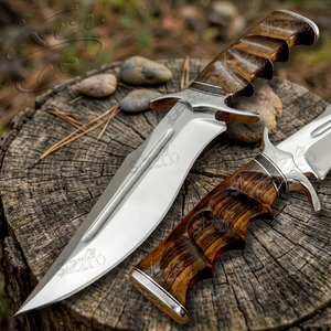Couteau Bowie OEM artisanal en acier D2, 12 pouces, pointe clip, manche ergonomique en bois de rose, étui en cuir, pour la chasse et la survie en extérieur - Product Image 1
