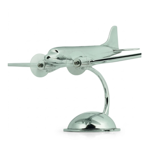 Modèle d'avion vintage DC3 en aluminium avec support |   Réplique décorative d'avion de bureau |   Décoration de bureau à domicile sur le thème de l'aviation - Product Image 1
