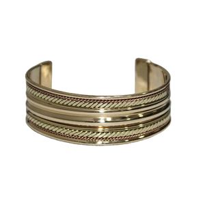 Tradnary Woven Handmade Brass <b>Cuff</b> <b>Bracelet</b> in Golden Color With Copper Wire Design for Women <b>Fashion</b> at Wedding and Parties - Product Image 1