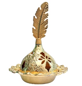 Minimilast Brass Incense Burner Leaf Handle | Spring/<b>Summer</b>/Fall <b>Decorative</b> Bakhoor Burner | Elegant Oud Fragrance Holder Home - Product Image 2