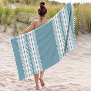 Promotional <b>Turkish</b> Striped Fouta <b>Towel</b> with Sand Free Quick-Dry Feature Customized Sizes & Colors 100% Cotton Wholesale India - Product Image 1