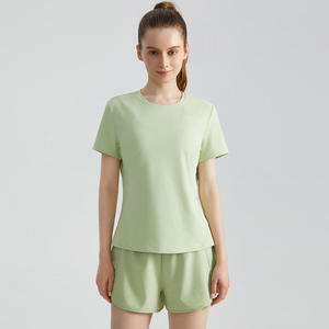 Conjunto Deportivo de Verano para Mujer, Dos Piezas, Camiseta y Pantalones Cortos, Transpirable, de Secado Rápido, Spandex/Poliéster - Product Image 2