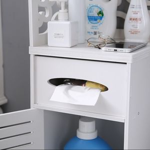 Mobiletto angolare moderno salvaspazio in legno e metallo per bagno con porta carta igienica - Product Image 6