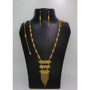 Collar con pendientes Conjunto de joyería Latón puro chapado en oro Alta calidad India UAE Collar Diseño Collar Conjunto de joyería - Product Image 4